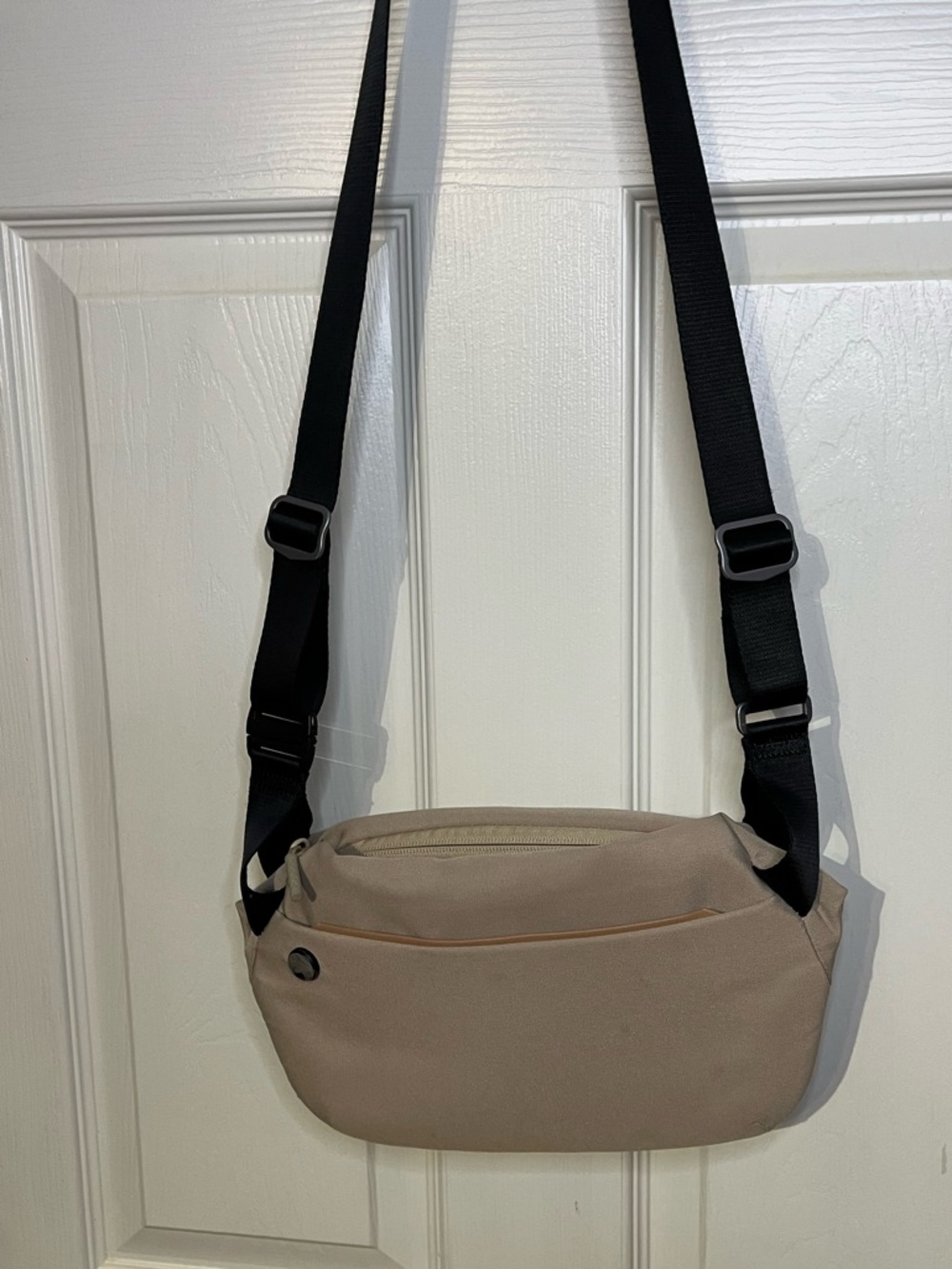 Mopak Everyday Beige Crossbody Sling Bag for Men with Black adjustable Strap